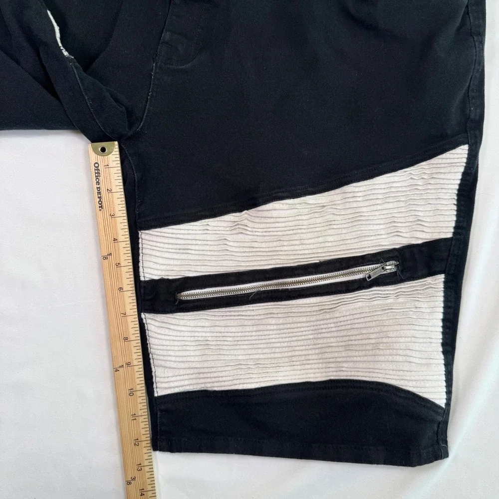 Rocawear Moto Shorts Mens 48 Black Biker Ribbed Zip Pockets Streetwear Hip Hop